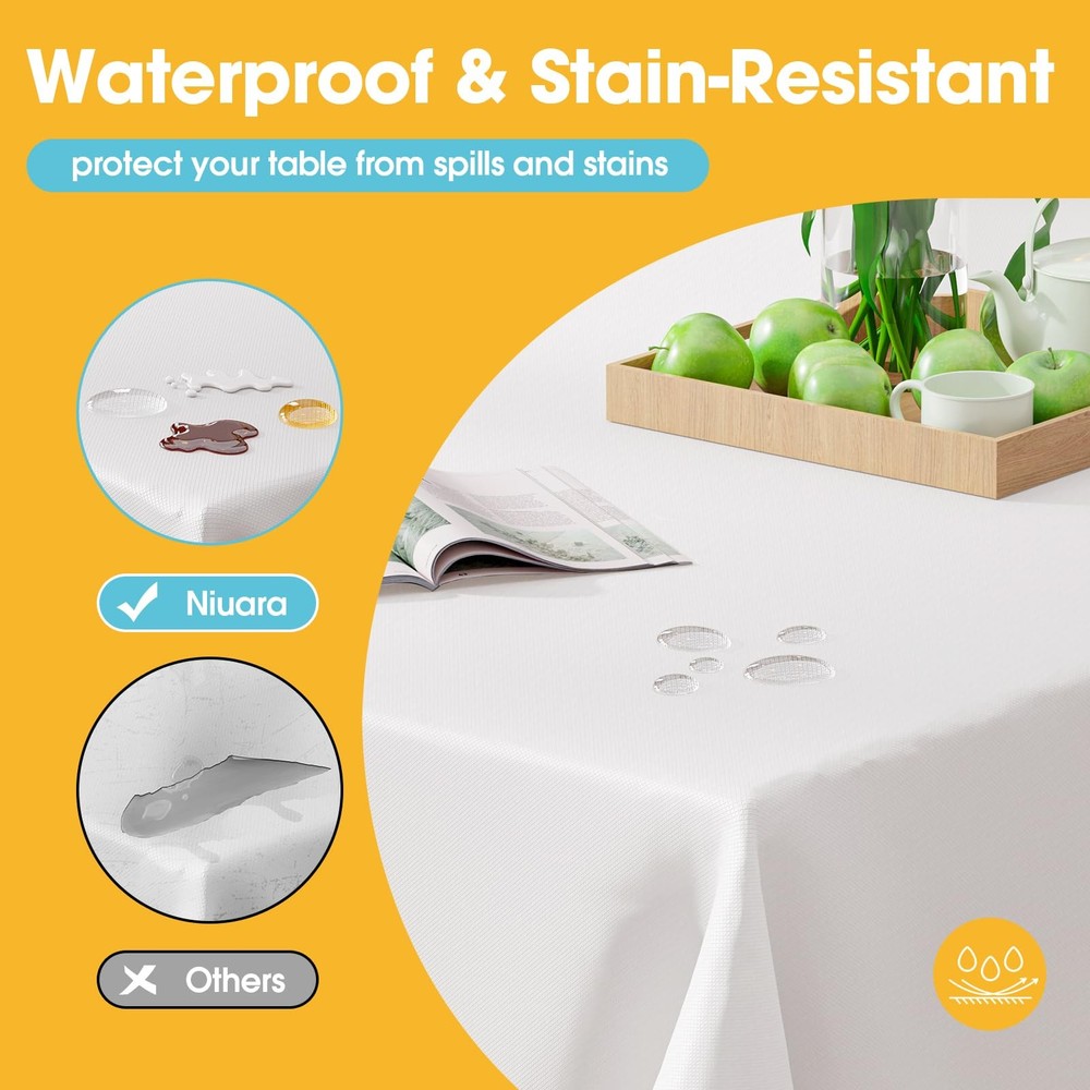 White Plastic Table Cover Roll - 54IN x 100FT, Table Cloth for Rectangle Tabl...