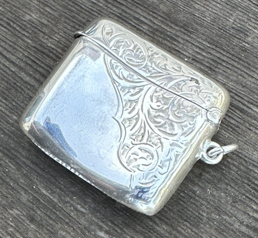Antique Vintage Smith & Bartlam Sterling Silver Vesta Case Match Safe