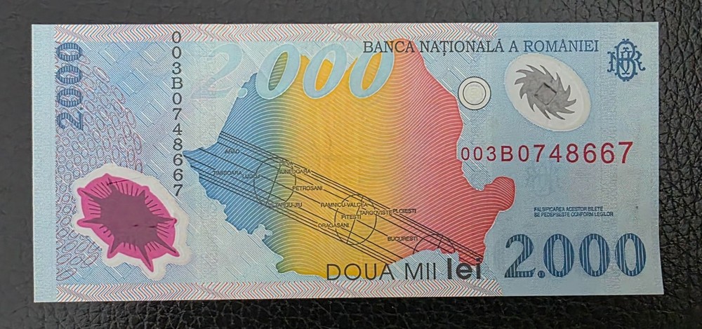 ROMANIA 2000 LEI 1999 P # 111 aUNC