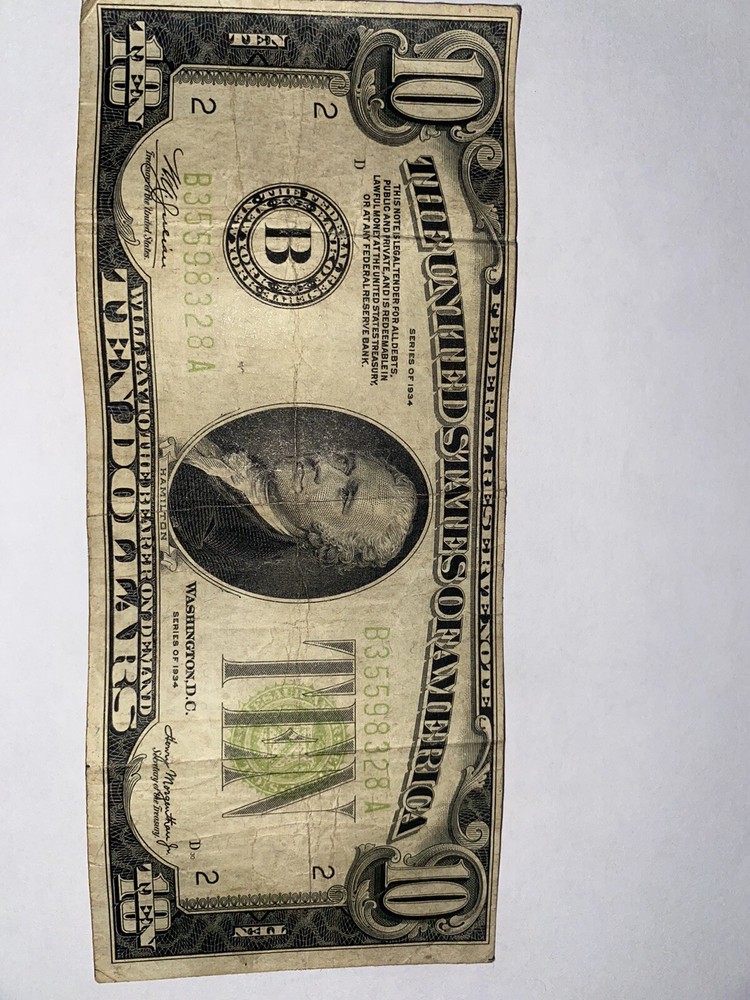 billete de 10 dolares 1934