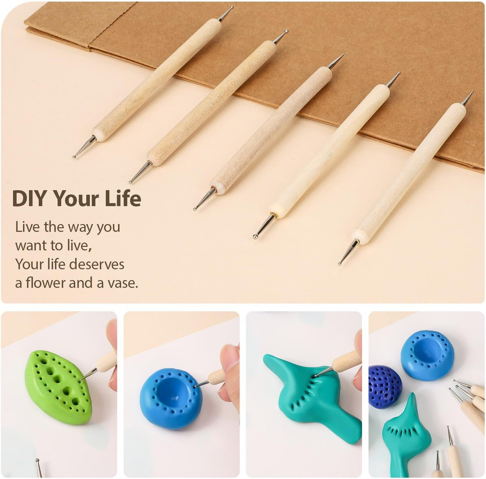 Clay Sculpting Tools Kit 32pcs Pottery Carving Modeling Set Beginner