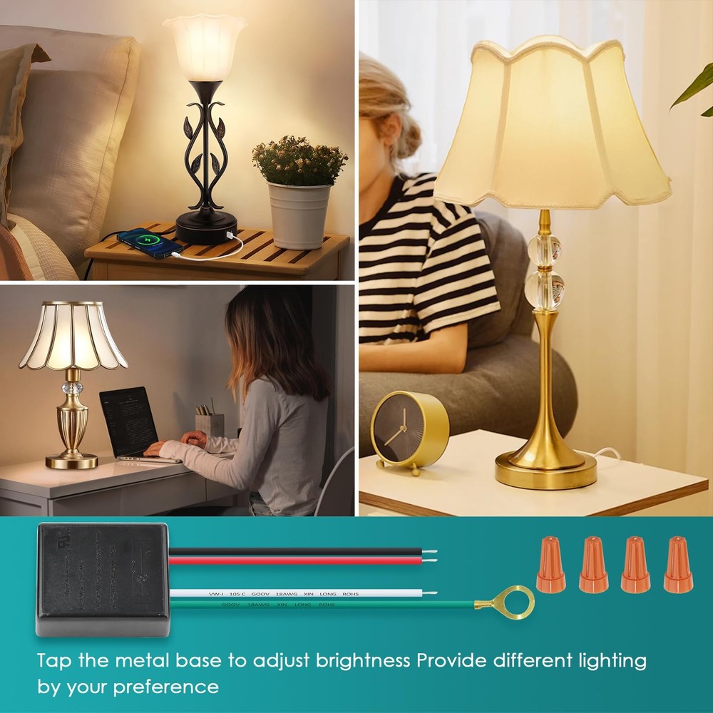 2 Pack Touch Lamp Control Module, Lamp Touch Dimmer Switch 3 Way Works for Metal