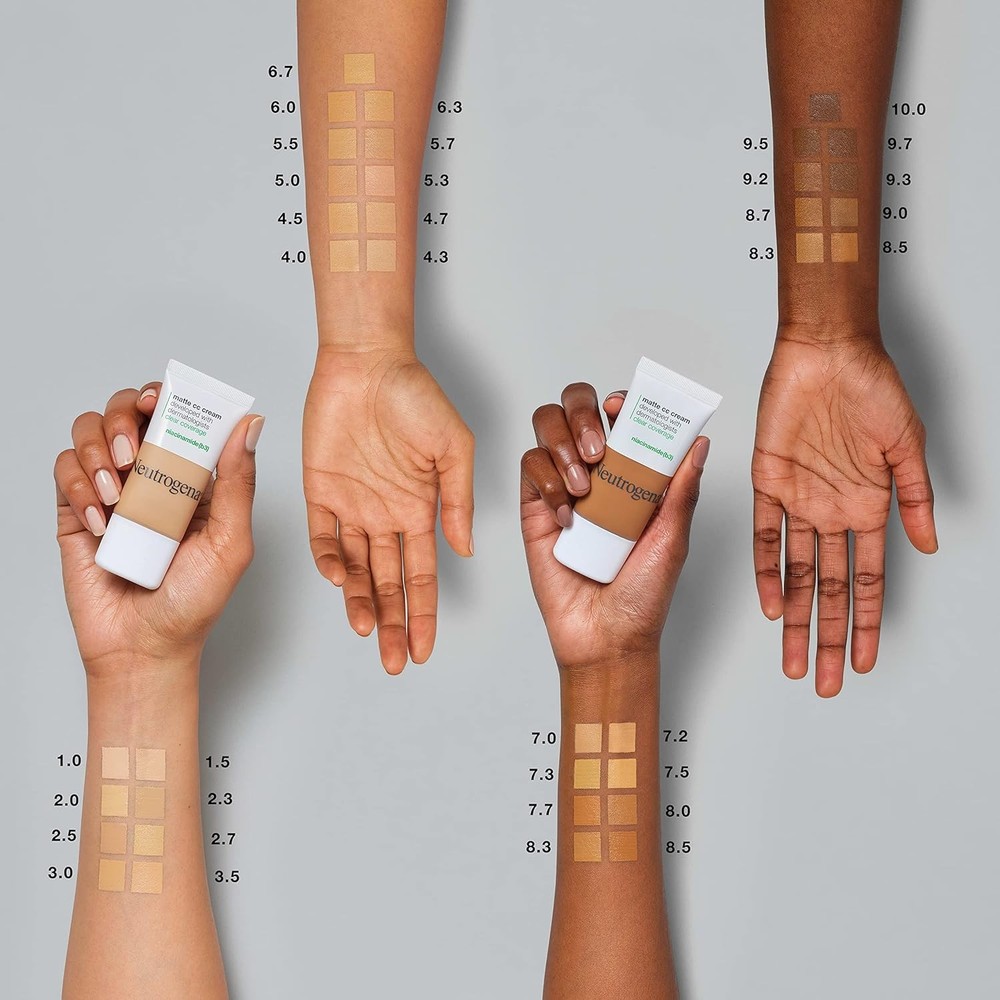 Neutrogena Clear Coverage Flawless Matte CC Cream, Full-Coverage Color Correctin
