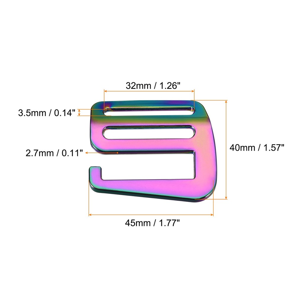 1.26" Webbing Release G Hook Buckle Adjuster for Backpack Strap, 2Pcs Multicolor