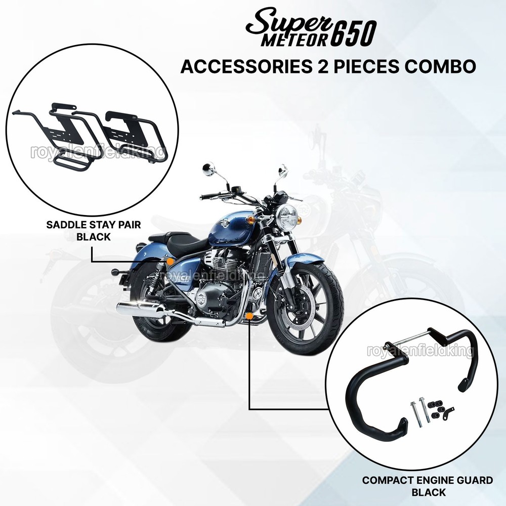 FOR ROYAL ENFIELD SUPER METEOR  650  "Saddle Stay Pair & Compact Engine Guard"