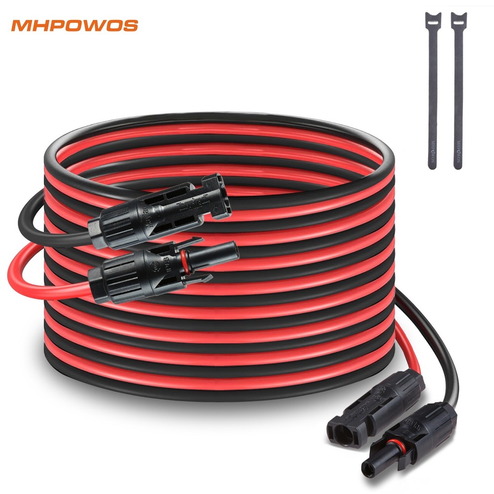 MHPOWOS 20 ft 14 AWG Solar Panel Extension Cable Flexible PV Wire Solar Cable