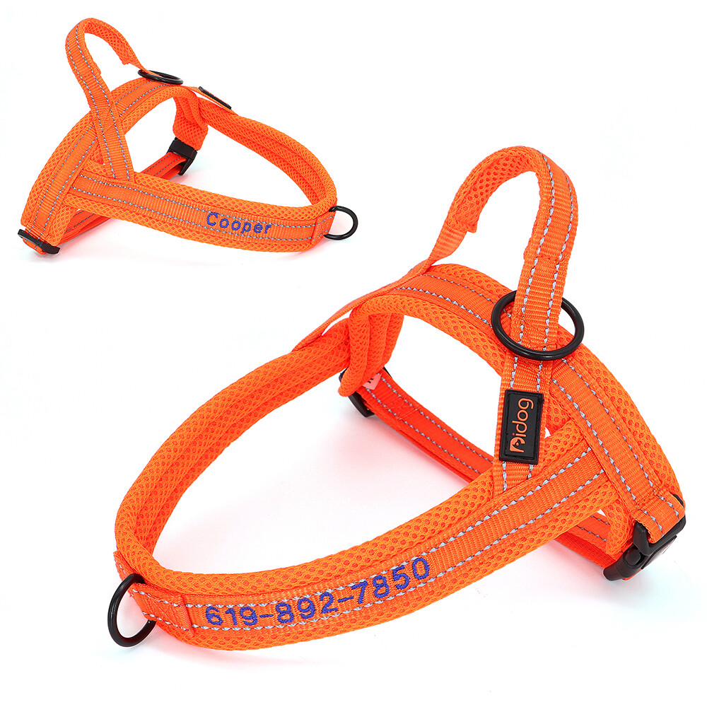 Personalized Embroidered Dog Harness Reflective Nylon No Pull Vest Custom Name