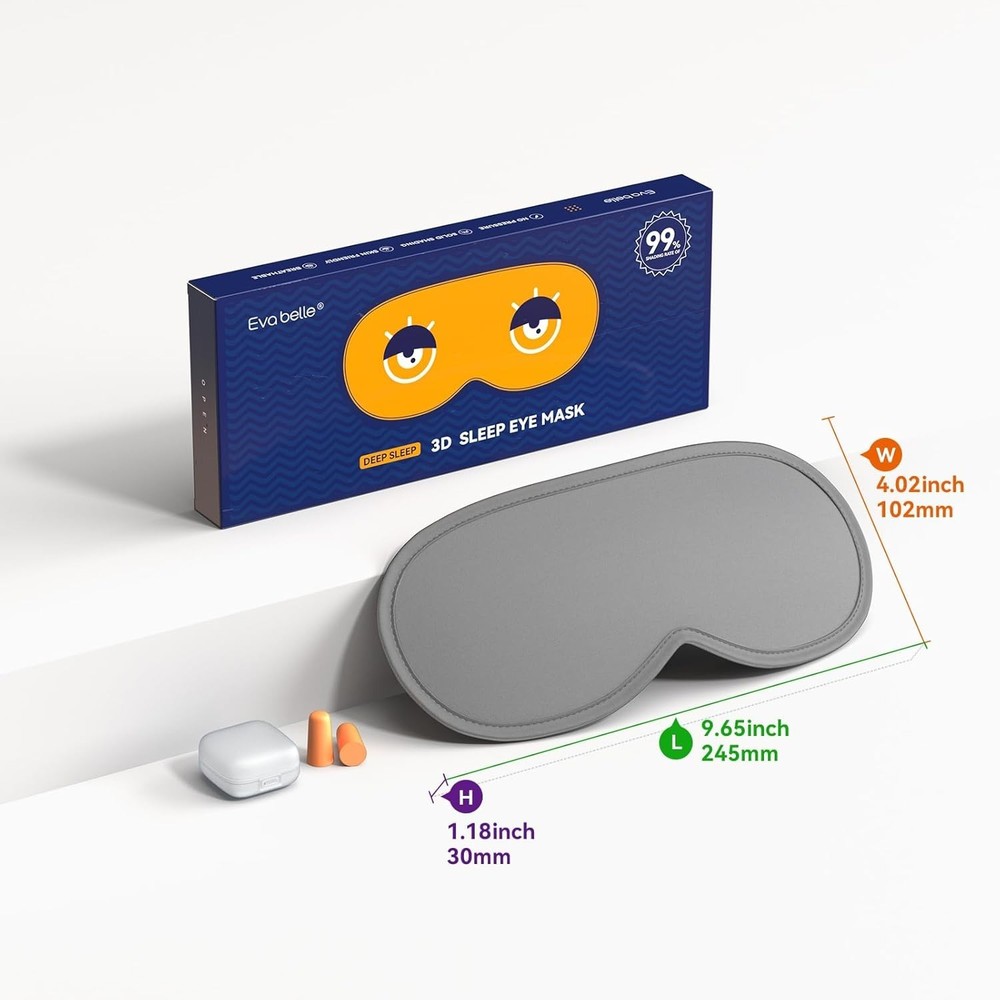 Luxurious 3D Light Blocking Sleep Mask - Zero Eye Pressure with Adjustable Strap