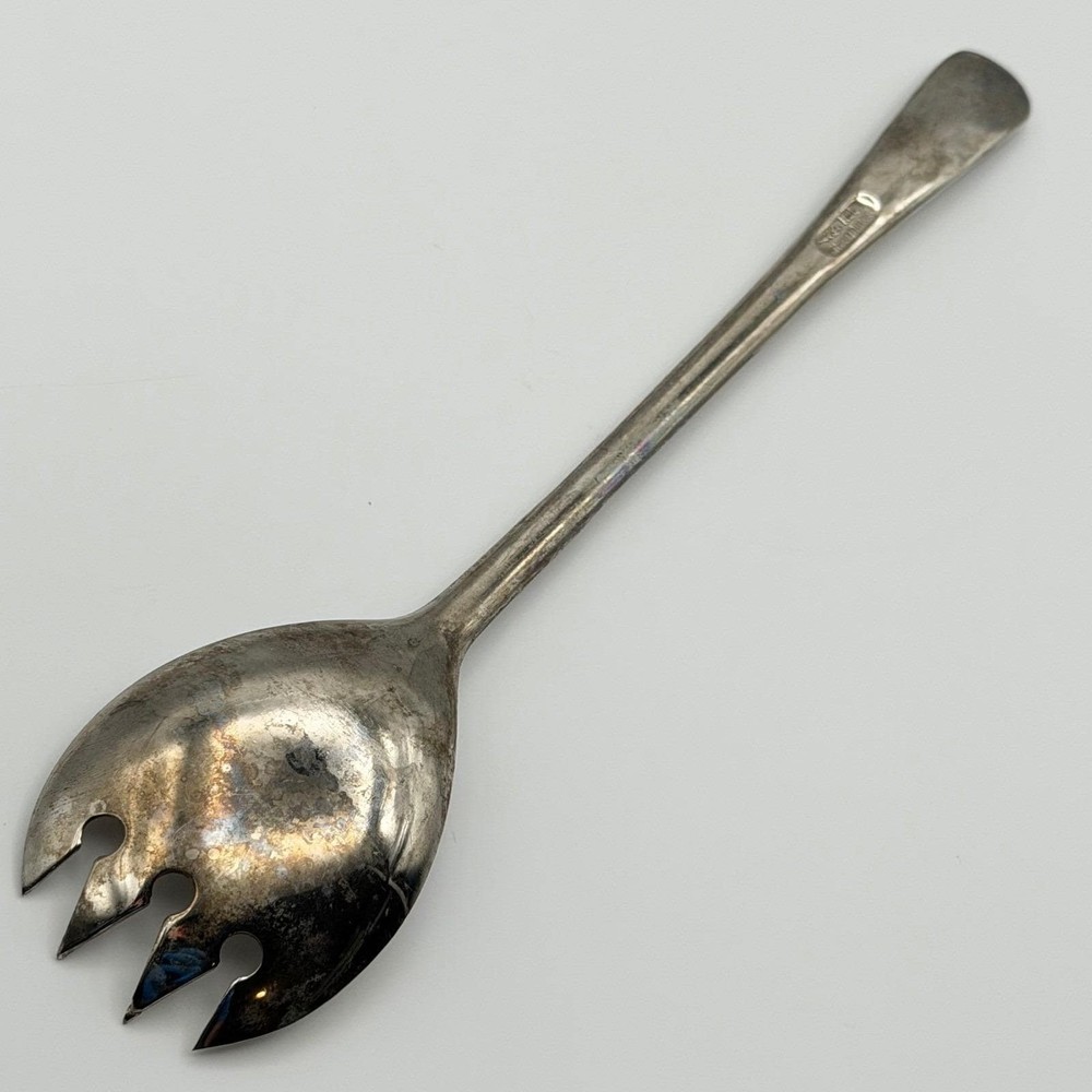 Vintage Italian Silverplated Serving Spoon Fork Fancy Engraved Handle Elegant