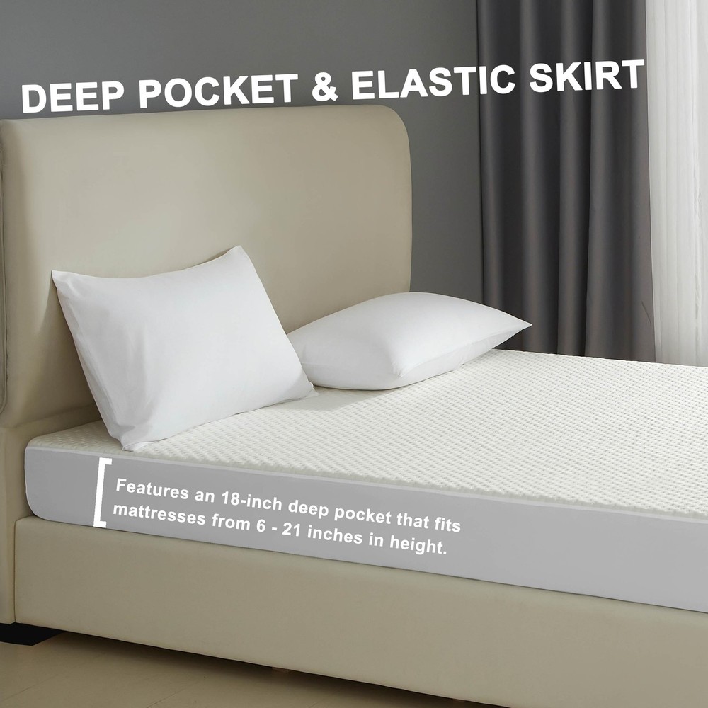 Queen Mattress Protector, 100% Waterproof & Breathable Rayon derived from Bam...