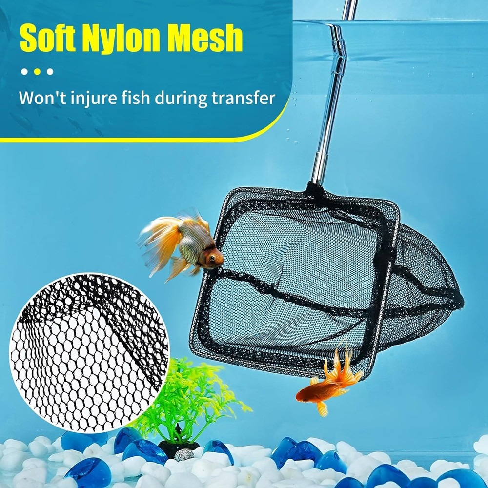 Adjustable Aquarium Net with Extendable Telescopic Handle – 3 Inch Compact Tool