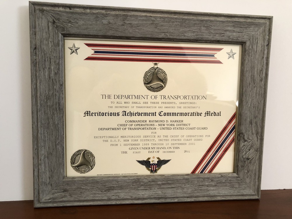 DOT ~ MERITORIOUS ACHIEVEMENT COMMEMORATIVE MEDAL CERTIFICATE ~ Type 1