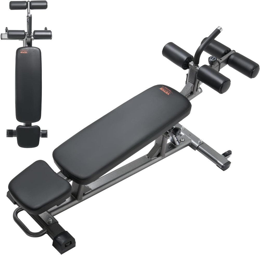 Sit up Bench, Decline Ab Bench with Reverse Crunch Handle, Adjustable Height Set