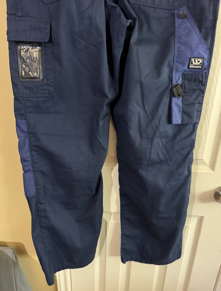 Wenaas Work Pants – Blue – Size Large (Fits Like Medium) – Cargo & Tool Pockets