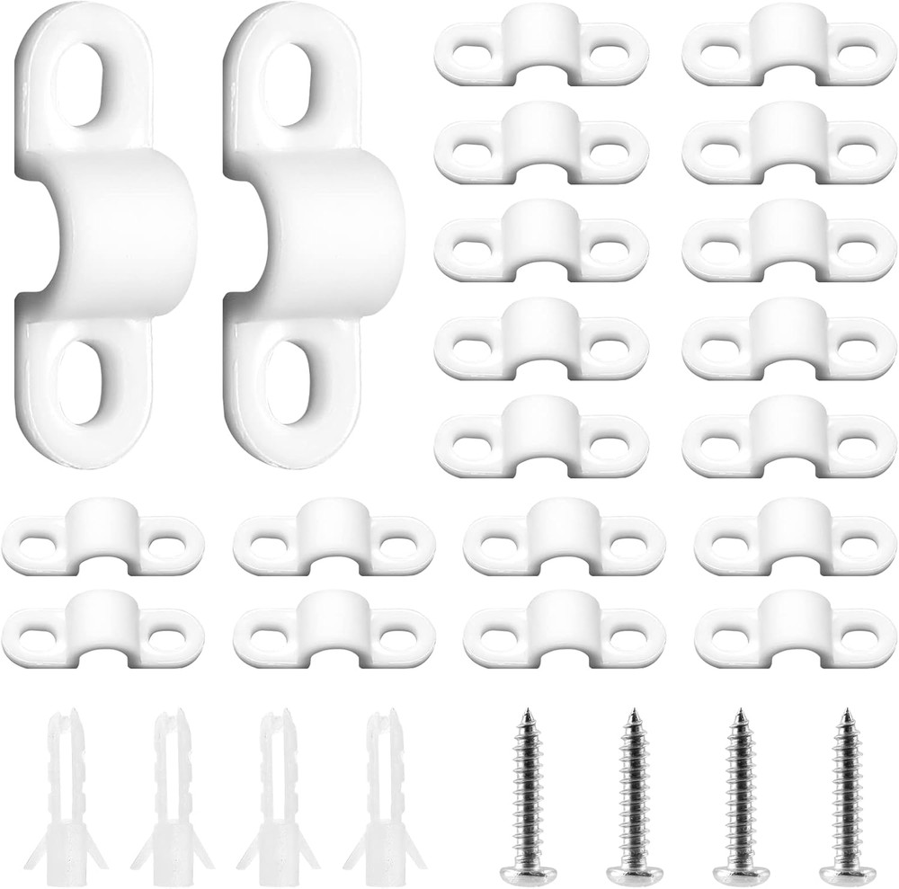 24 Sets Wire Shelf Back Wall Clips White Loop Clips for Concrete Install