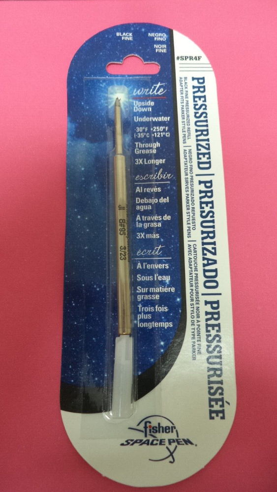 Fisher Space Pen Refill SPR1 Pressurized Cartridge BLACK Ink MEDIUM Point REFIL