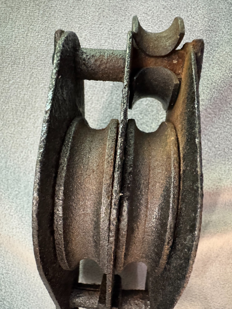 Vintage Cast Iron Double Sheave Pulley & Hook