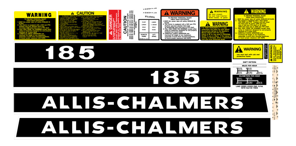 Allis Chalmers 185 Complete Decal Set