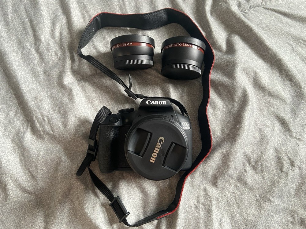 Canon EOS 2000D Camera Bundle with Lenses, Flash, Bag, Memory Card, Accessories