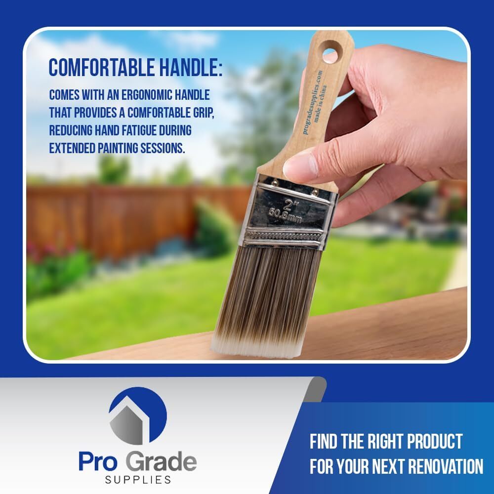 Pro Grade- Paint Brushes - 5 Piece Flat and Angle, 5pk Soft, Multicolor