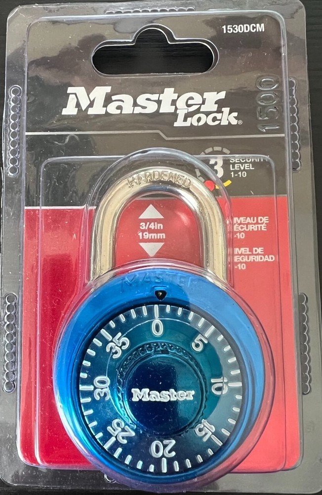 NEW BLUE Master Lock 1530DCM Combination Padlock