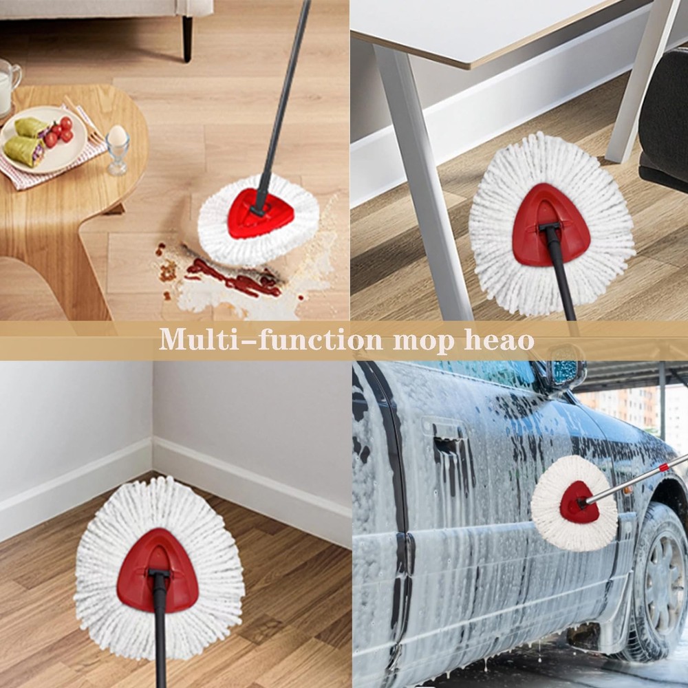 Mop Heads Replacement 4 Pack, Spin Mop Microfiber, Washable, White