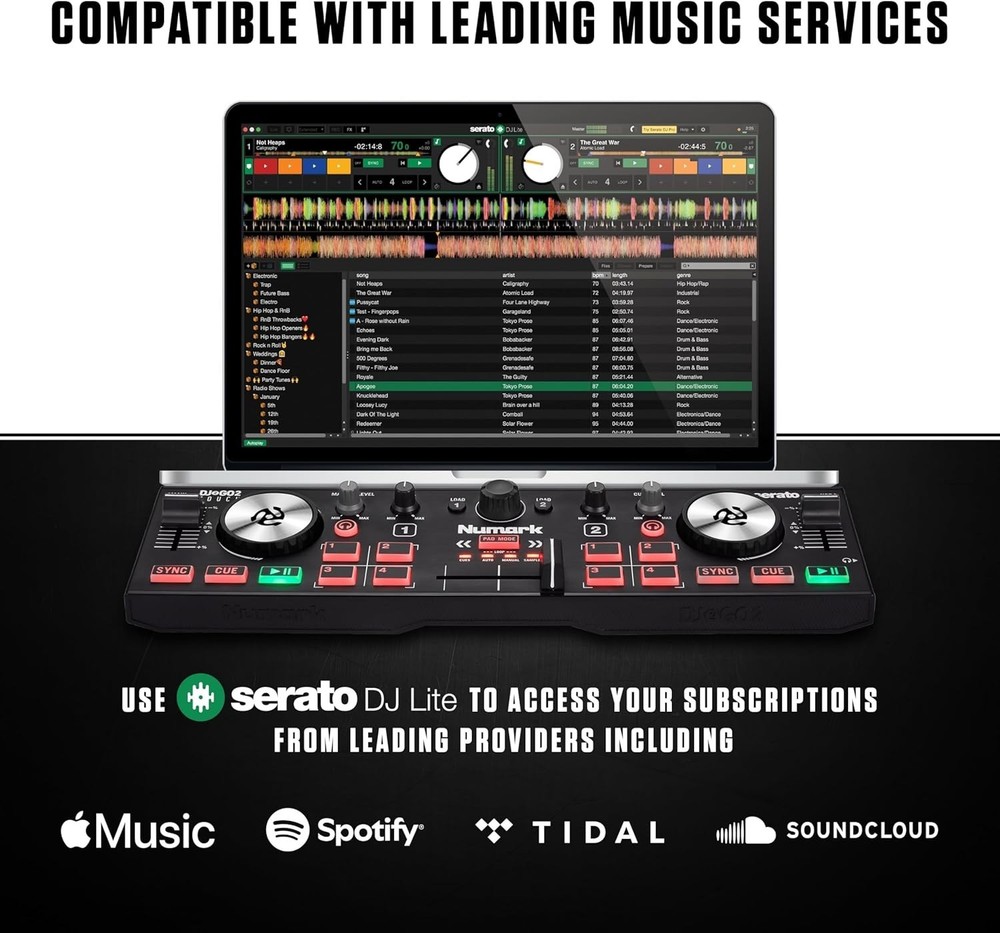 Compact DJ Controller with Audio Interface and Serato Lite for Mac Windows