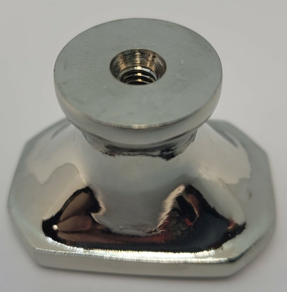 1-1/4" Oblong Octagonal Knob Polished Solid Brass Nickel pull desk small cabinet