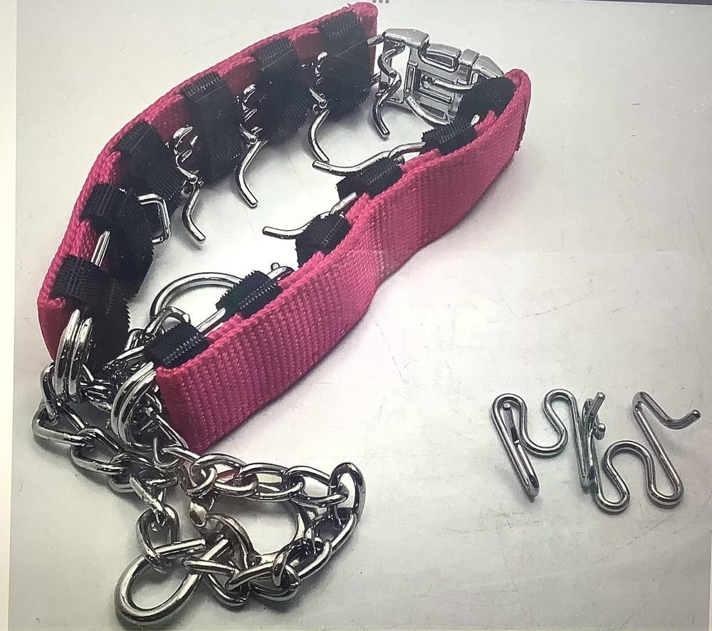 DOG ADJUSTABLE COLLAR W/ QUICK RELEASE BUCKLE & RUBBER CAPS PINK SMALL