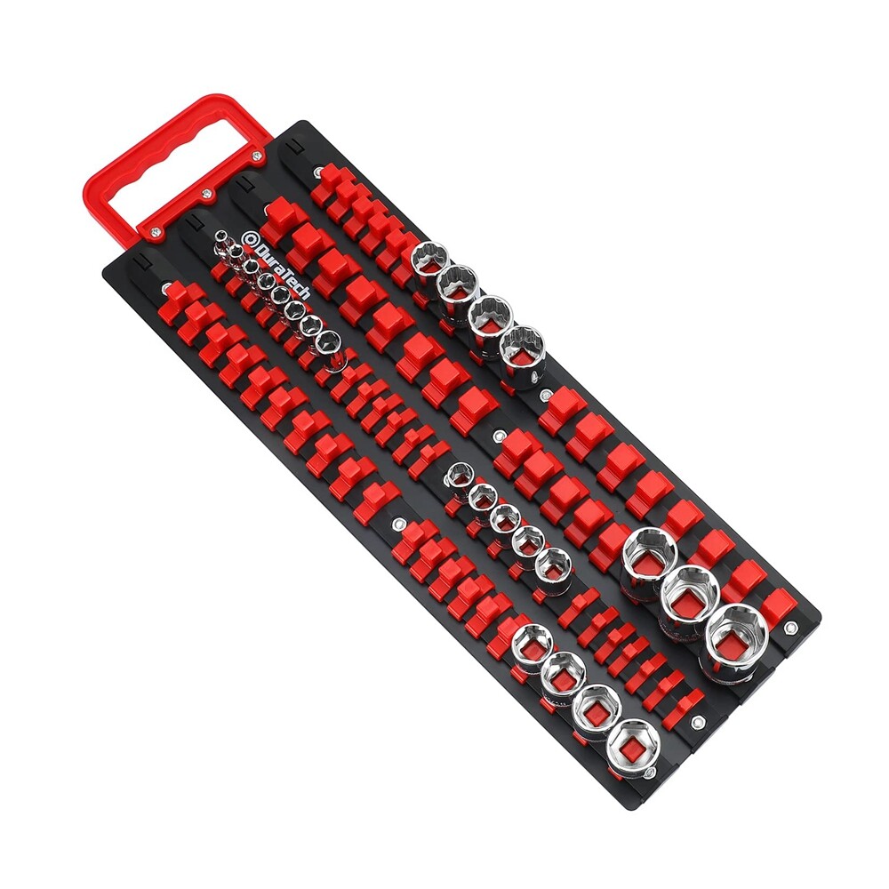 DURATECH 80PC Socket Organizer Holder 1/2" 1/4" 3/8" Drive Socket Organizer Tray