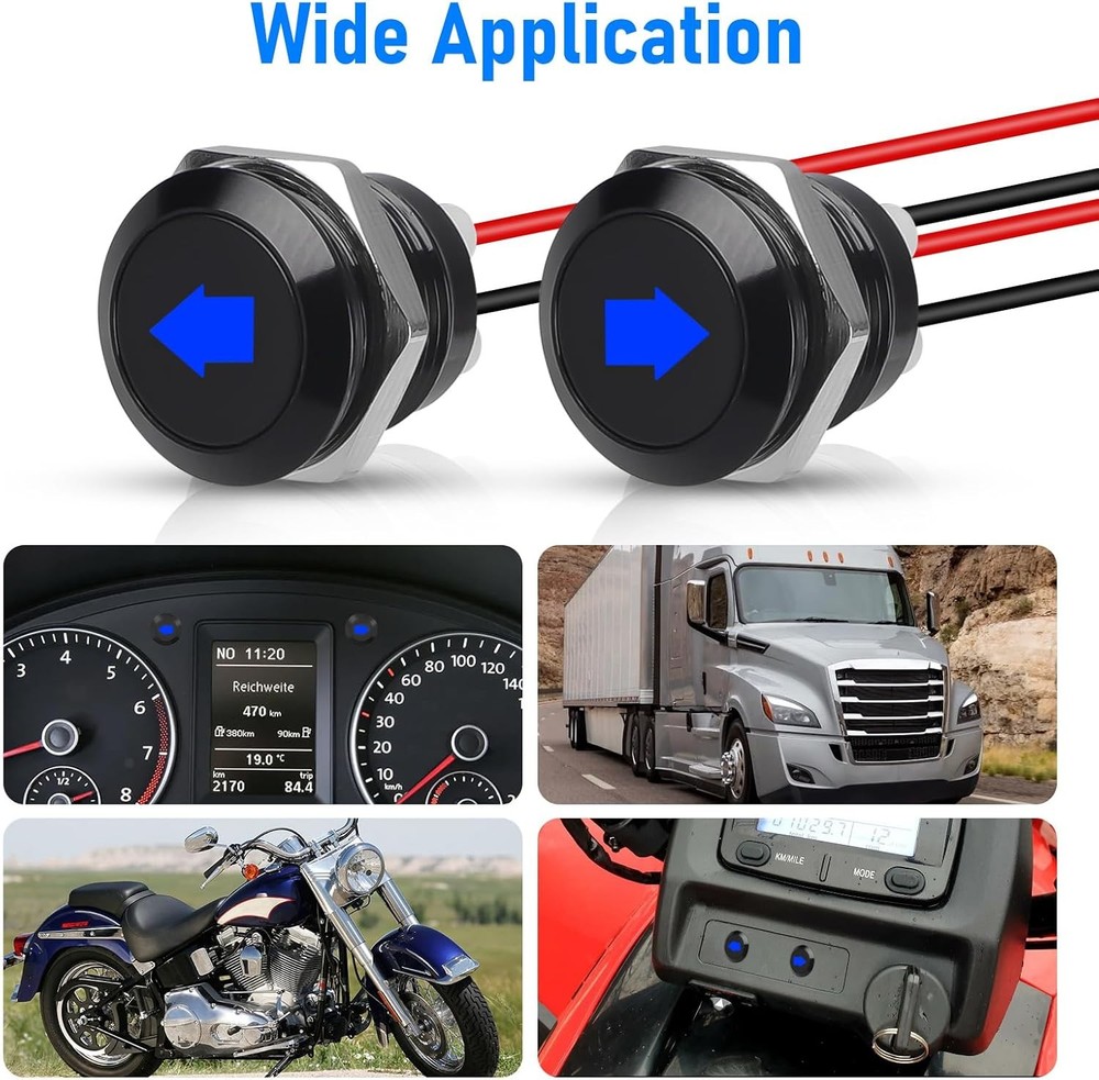 Linkstyle 2PCS 12V LED Indicator Light, 1/2" Panel Cutout Signal Indicator, Meta