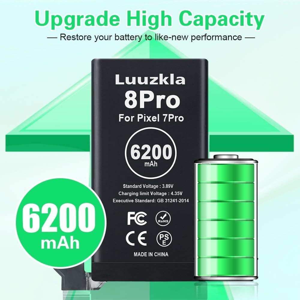 6200mAh Super Capacity Battery for Google Pixel 8 Pro with Tool Kit - 24 Mo S...