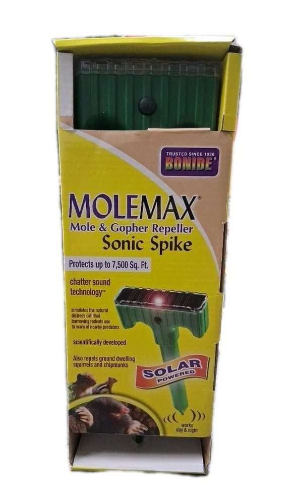 Bonide Molemax Mole & Gopher Repeller Sonic Spike Protects up to 7500 Sq ft.