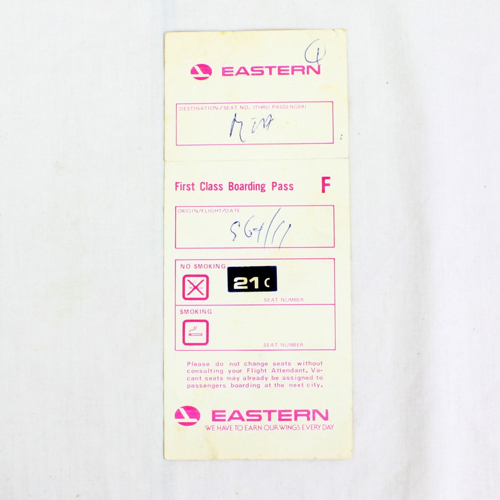 Eastern Airlines - Boarding Pass - First Class