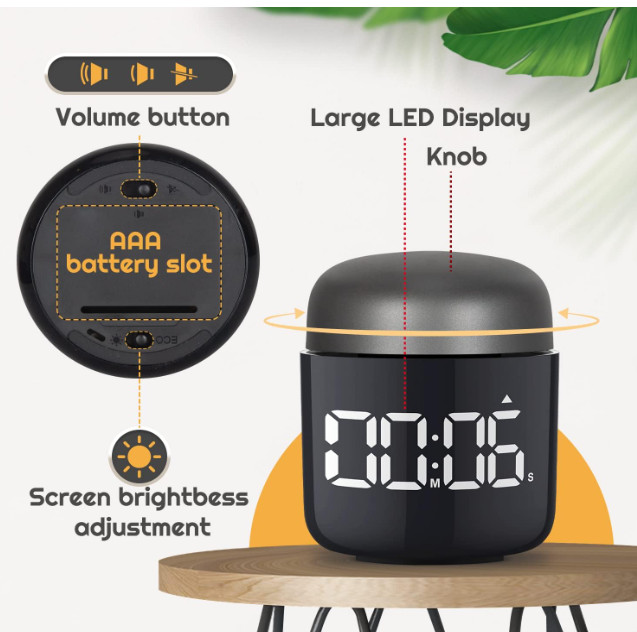 PINGKO Digital Kitchen Timer Visual Countdown Alarm Loud Sound Large LED Display