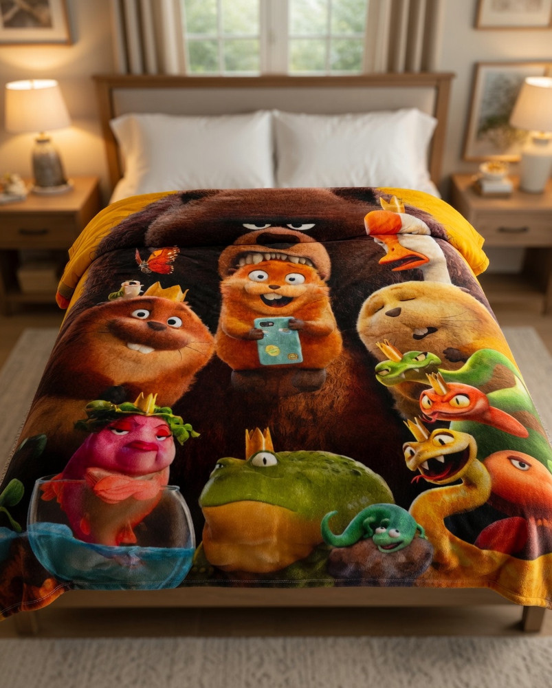Animated Rabbit Cartoon Flannel Blanket Soft Warm Bed Throw
