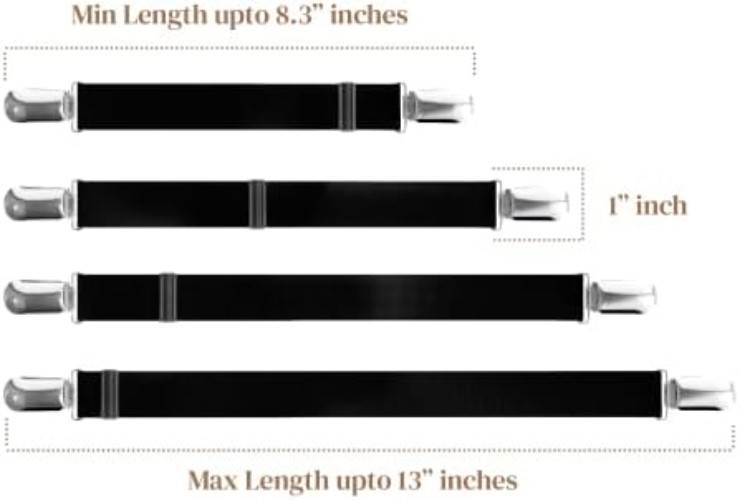 Secure Fitted Sheets with 4 PCS Heavy-Duty Bed Sheet Clips - Machine Washable
