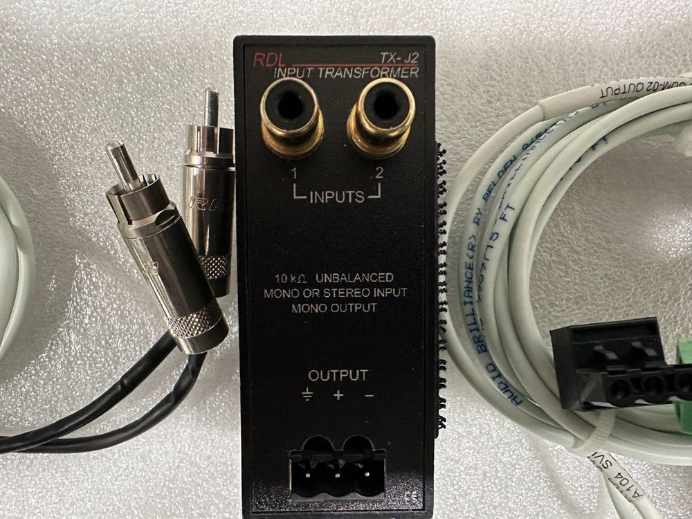 RDL TX-J2 INPUT TRANSFORMERS Mono or Stereo Input / Mono Output With Cable