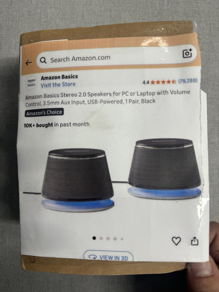 Amazon Basics Black Computer Speakers for PC or Laptop USB- Set of 2