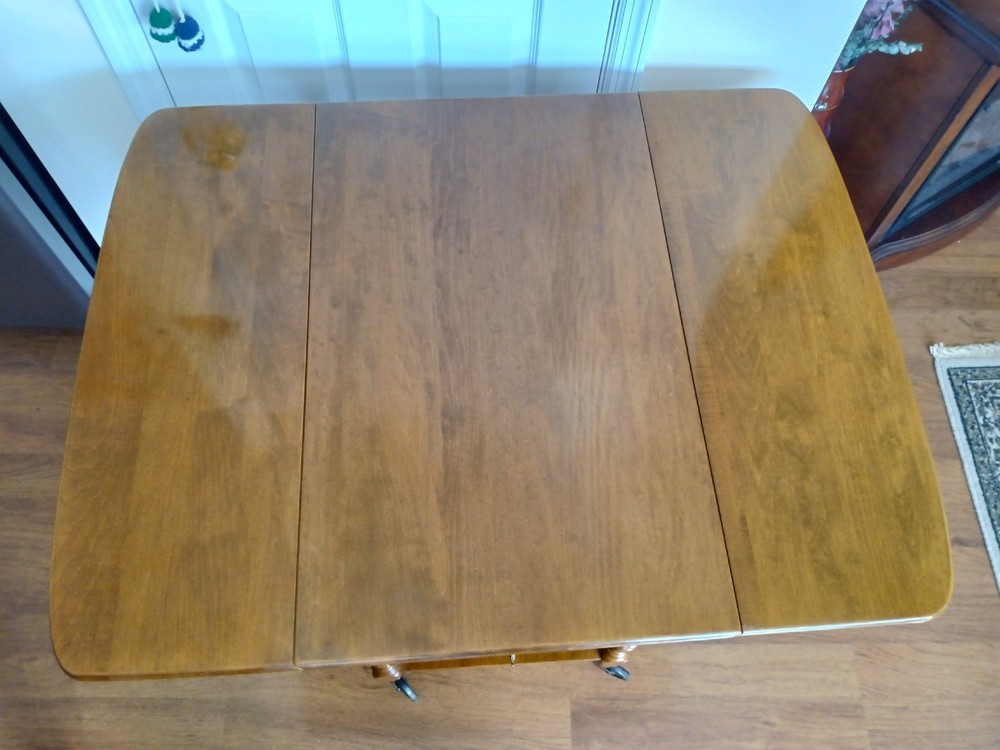 1970's Ethan Allen Early American Solid Maple Drop-Leaf Tea Cart