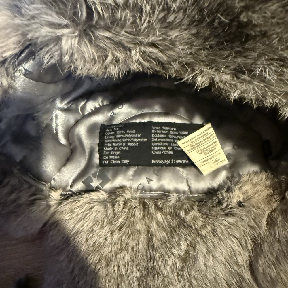 Gray Wool CrownCap Rabbit Fur Hat Aviator Trapper Nathaniel Cole