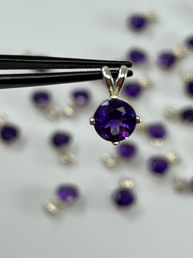 925 Nickle Free Argentium Silver Deep Purple Amethyst Pendant