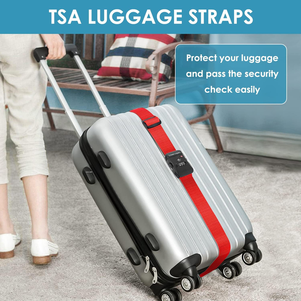 Luggage Strap with TSA Combination Lock - Adjustable, Easy to Use, Protect Yo