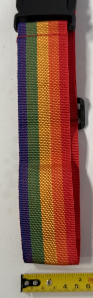 Rainbow Strap 18" Multicolor Nylon Webbing Adjustable Belt Black Buckle