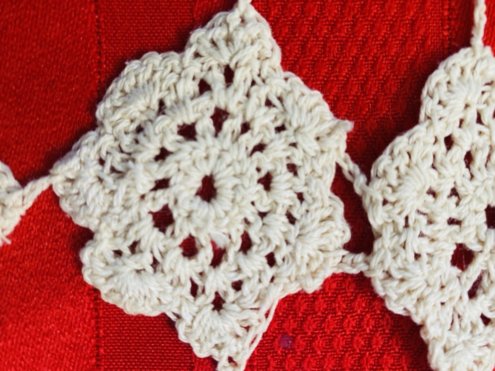 Table Runner Crochet In Cream Cotton BOHO Handmade