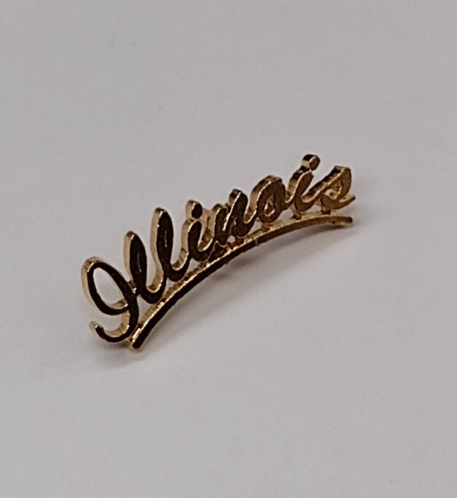 ILLINOIS Cursive Gold Tone Letters Lapel Pin