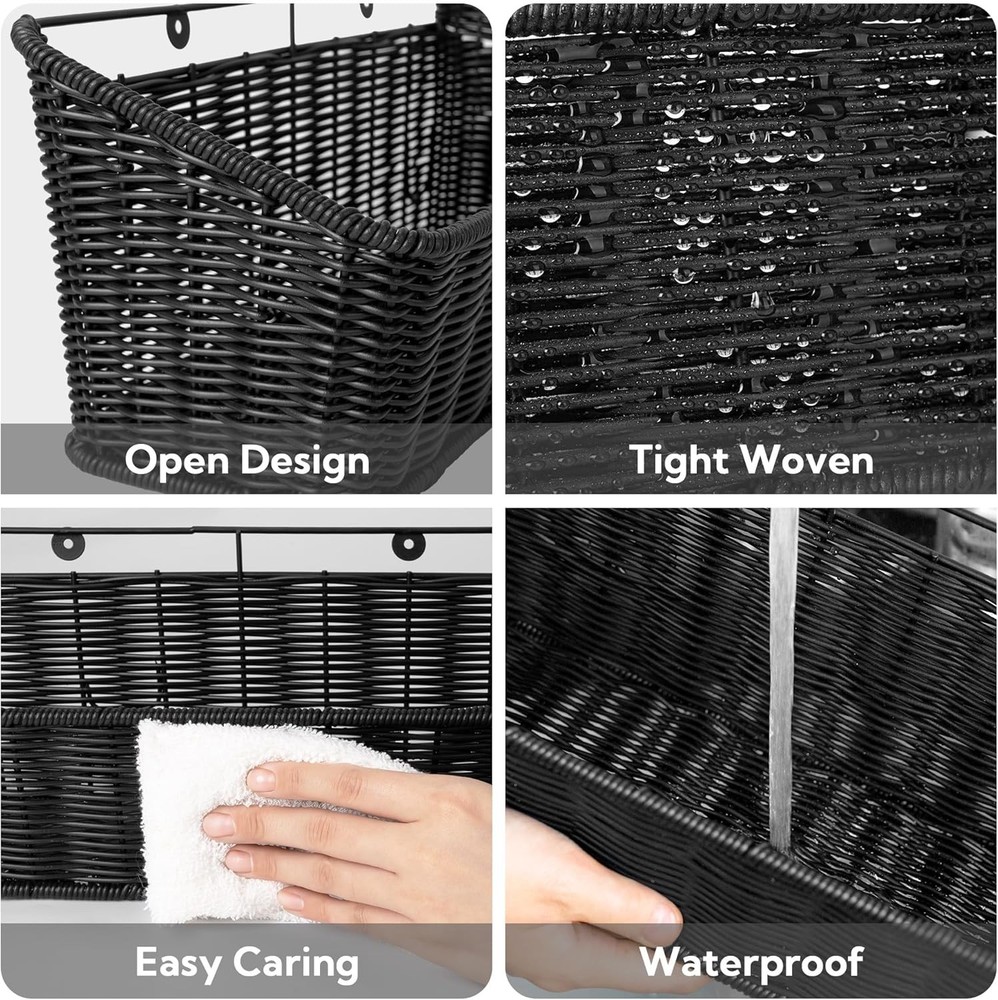 Wicker Hanging Basket 2 Pack Wall Basket Kitchen Fruit & Vegetable Storage
