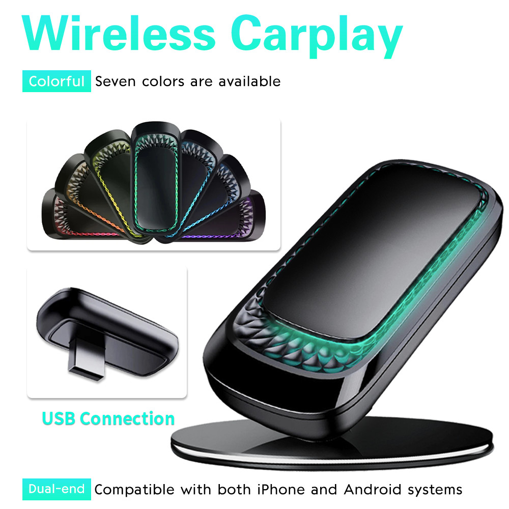 Wireless CarPlay Adapter for Apple iPhone & Android Auto USB Adapter Plug & Play