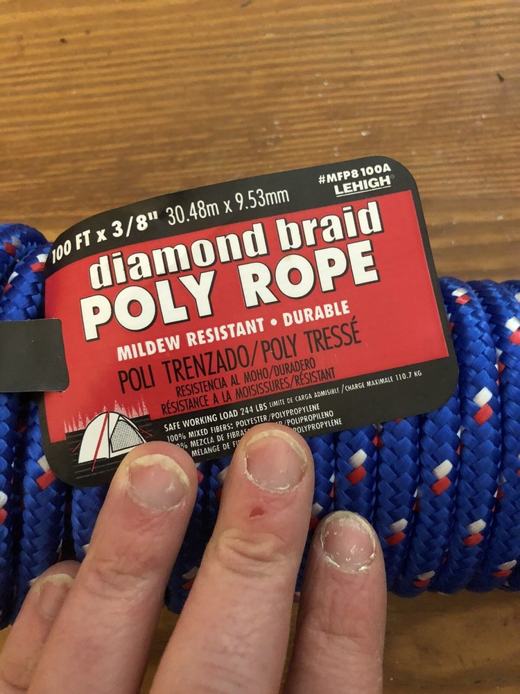 Lehigh Diamond Braid Poly Rope 100ft x 3/8"