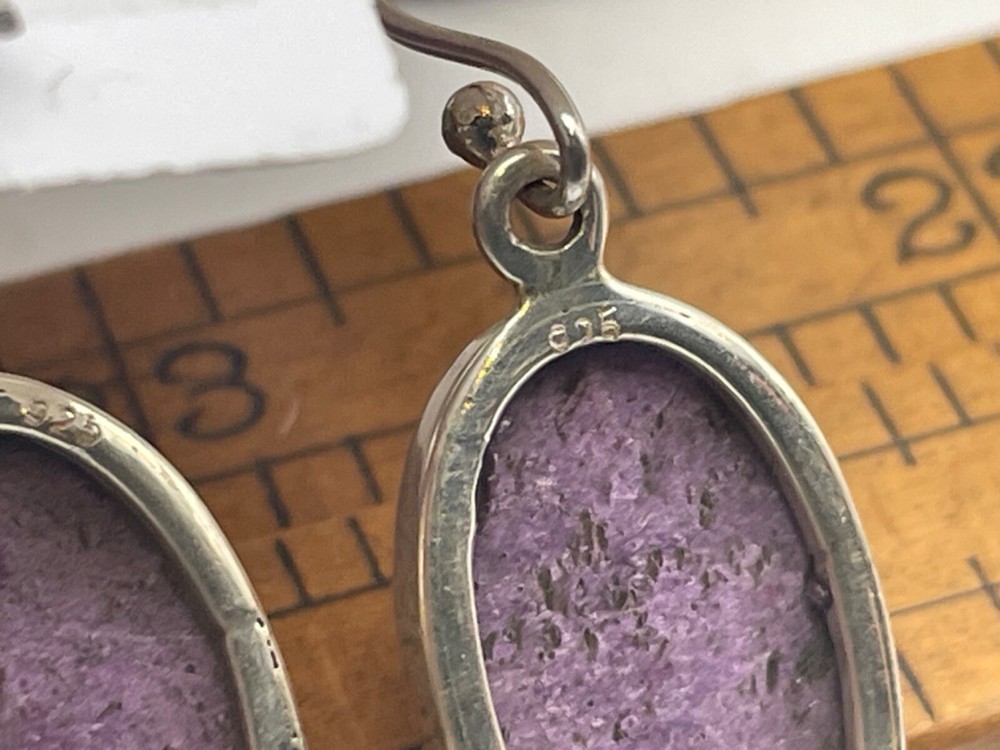 Native Sterling Silver Purpurite Dangle Drop Earrings--2195.24